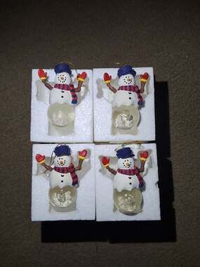 House of Lloyd Christmas Around the World Snowman Snowball Ornament Lot of 4